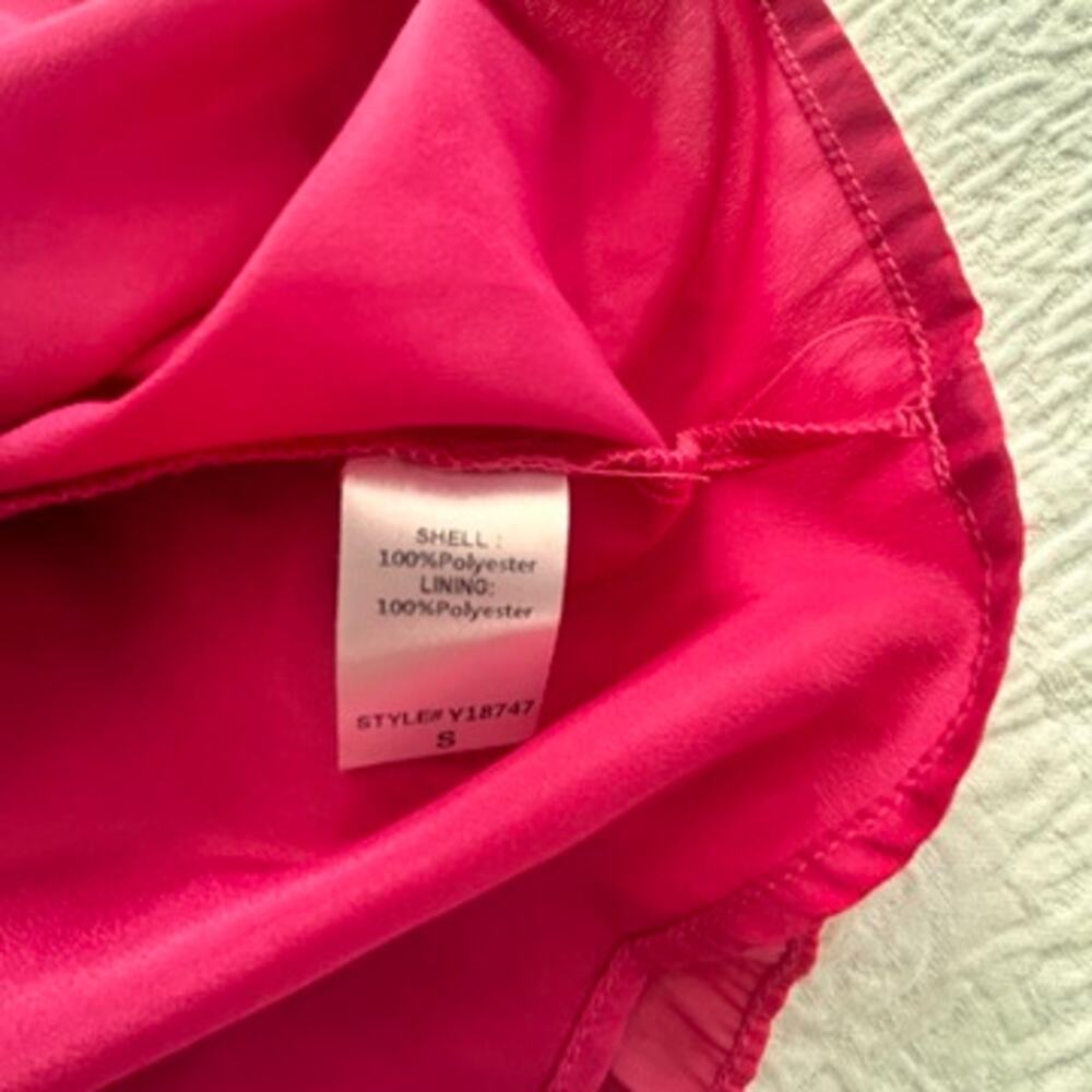 The Impeccable Pig, Hot Pink Deep V Dress, Small - Picture 3 of 4